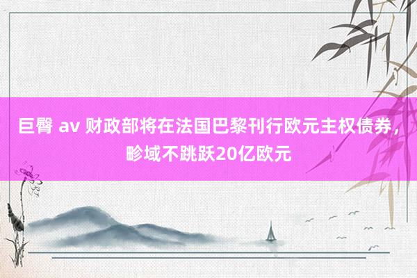 巨臀 av 财政部将在法国巴黎刊行欧元主权债券，畛域不跳跃20亿欧元