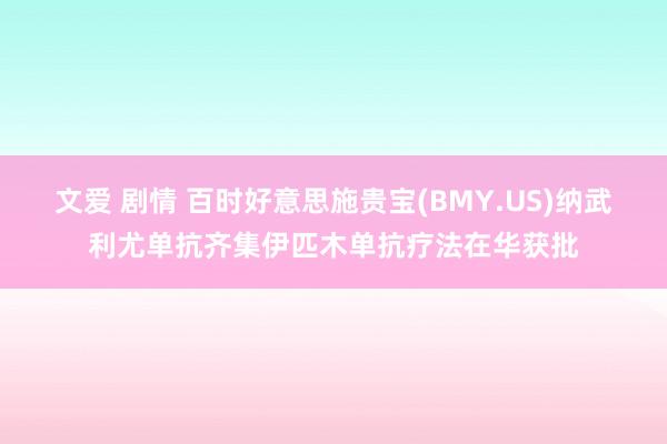文爱 剧情 百时好意思施贵宝(BMY.US)纳武利尤单抗齐集伊匹木单抗疗法在华获批