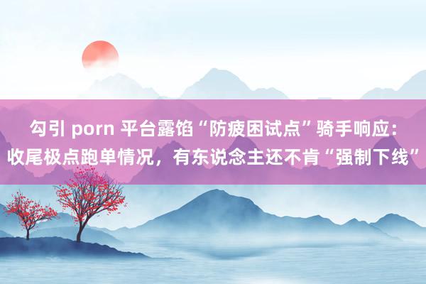 勾引 porn 平台露馅“防疲困试点”骑手响应：收尾极点跑单情况，有东说念主还不肯“强制下线”