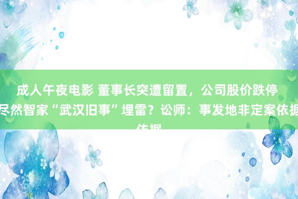 成人午夜电影 董事长突遭留置，公司股价跌停 尽然智家“武汉旧事”埋雷？讼师：事发地非定案依据