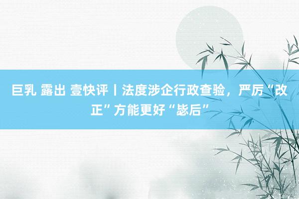 巨乳 露出 壹快评丨法度涉企行政查验，严厉“改正”方能更好“毖后”