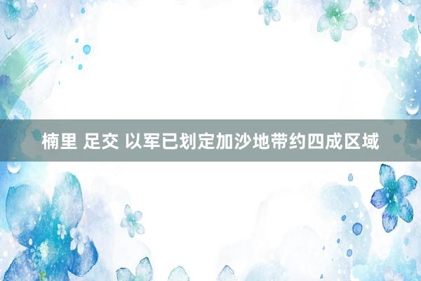 楠里 足交 以军已划定加沙地带约四成区域