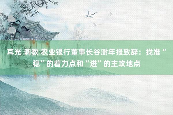 耳光 调教 农业银行董事长谷澍年报致辞：找准“稳”的着力点和“进”的主攻地点